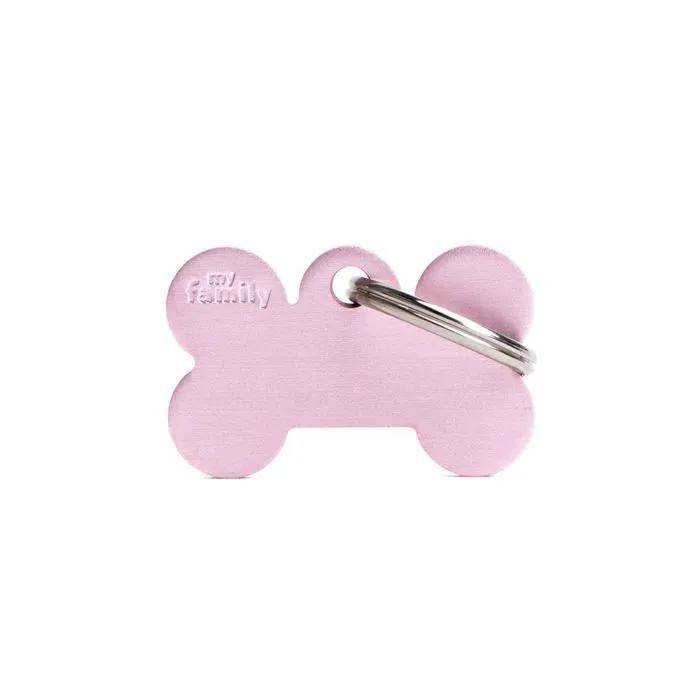 Médaille pour chien petit os en aluminium rose L.5 cm H.5 cm P.5 cm - Myfamily - Imagen 1