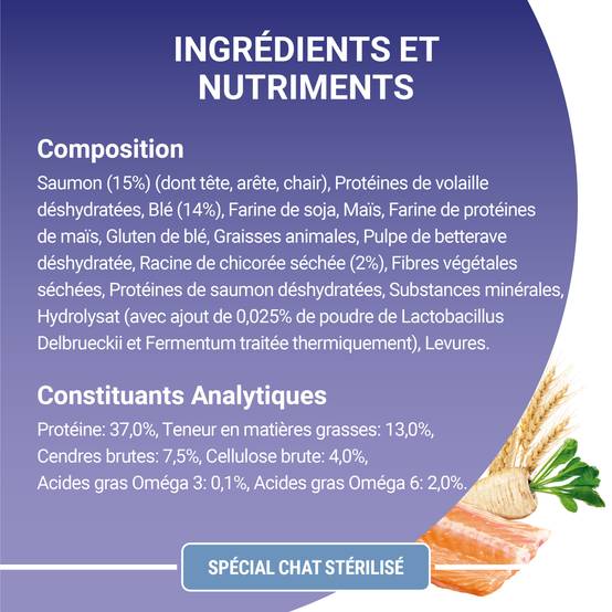 Purina One - Croquettes chat Adulte Stérilisé Saumon et Blé 3 kg - PURINA ONE - Image 4