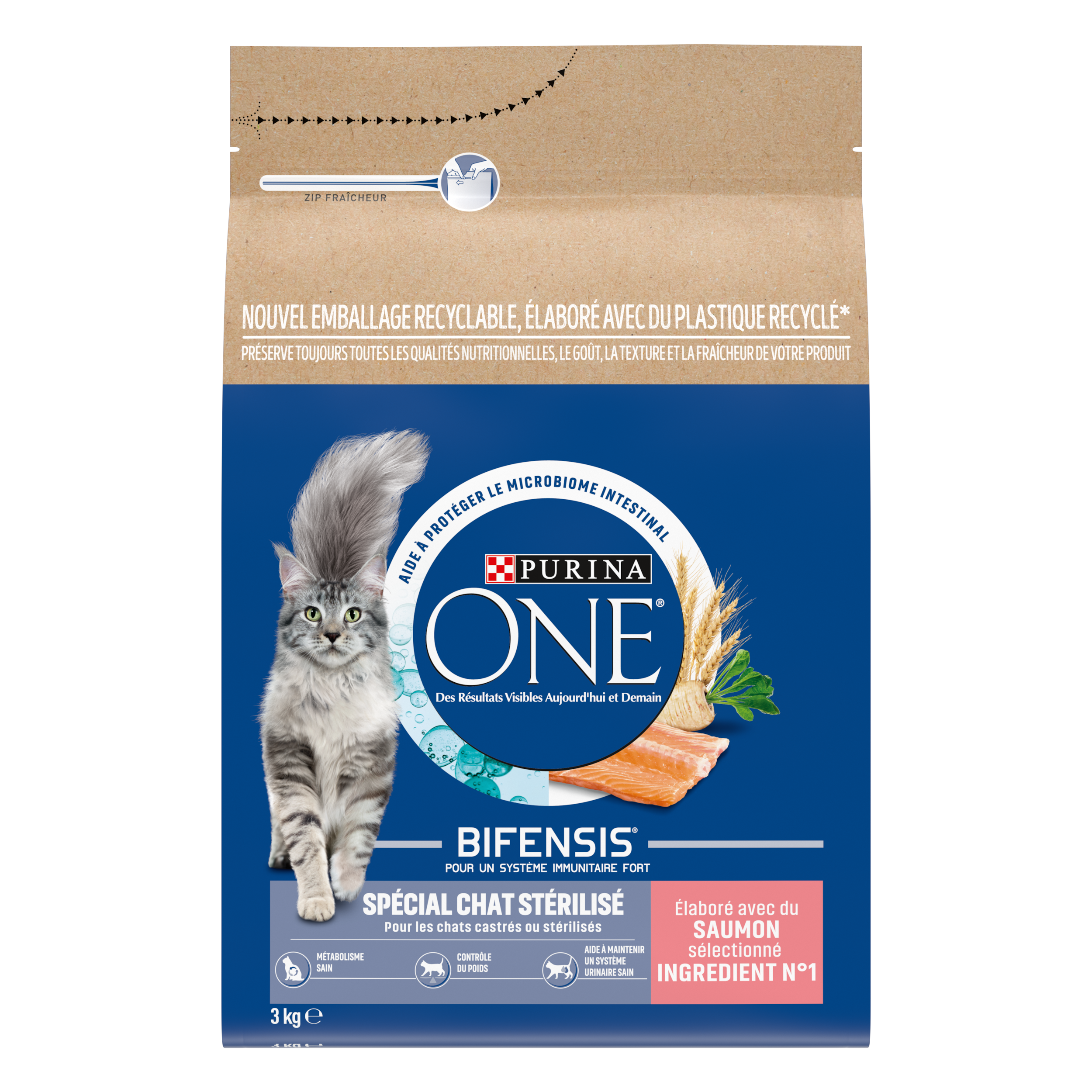 Purina One - Croquettes chat Adulte Stérilisé Saumon et Blé 3 kg - PURINA ONE - Image 5