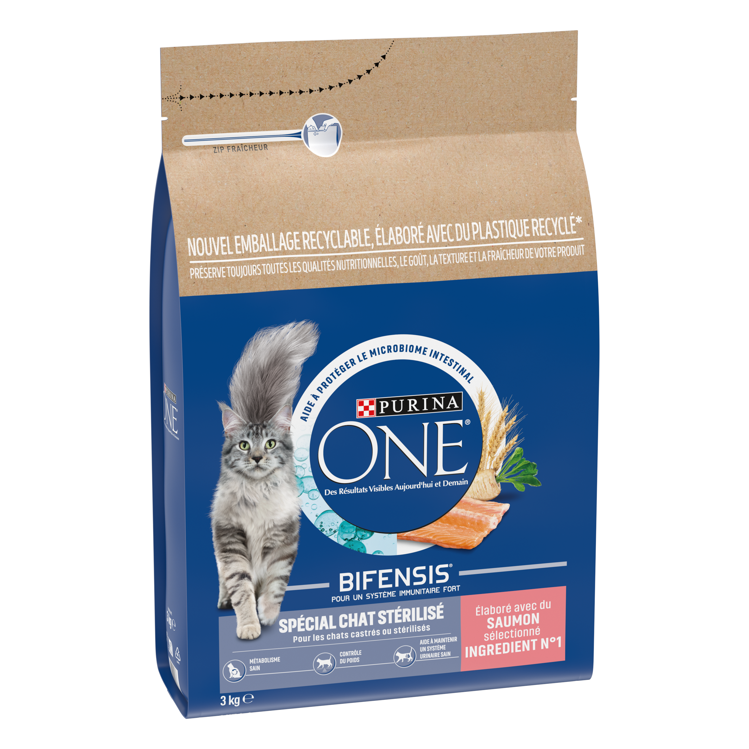 Purina One - Croquettes chat Adulte Stérilisé Saumon et Blé 3 kg - PURINA ONE - Image 1