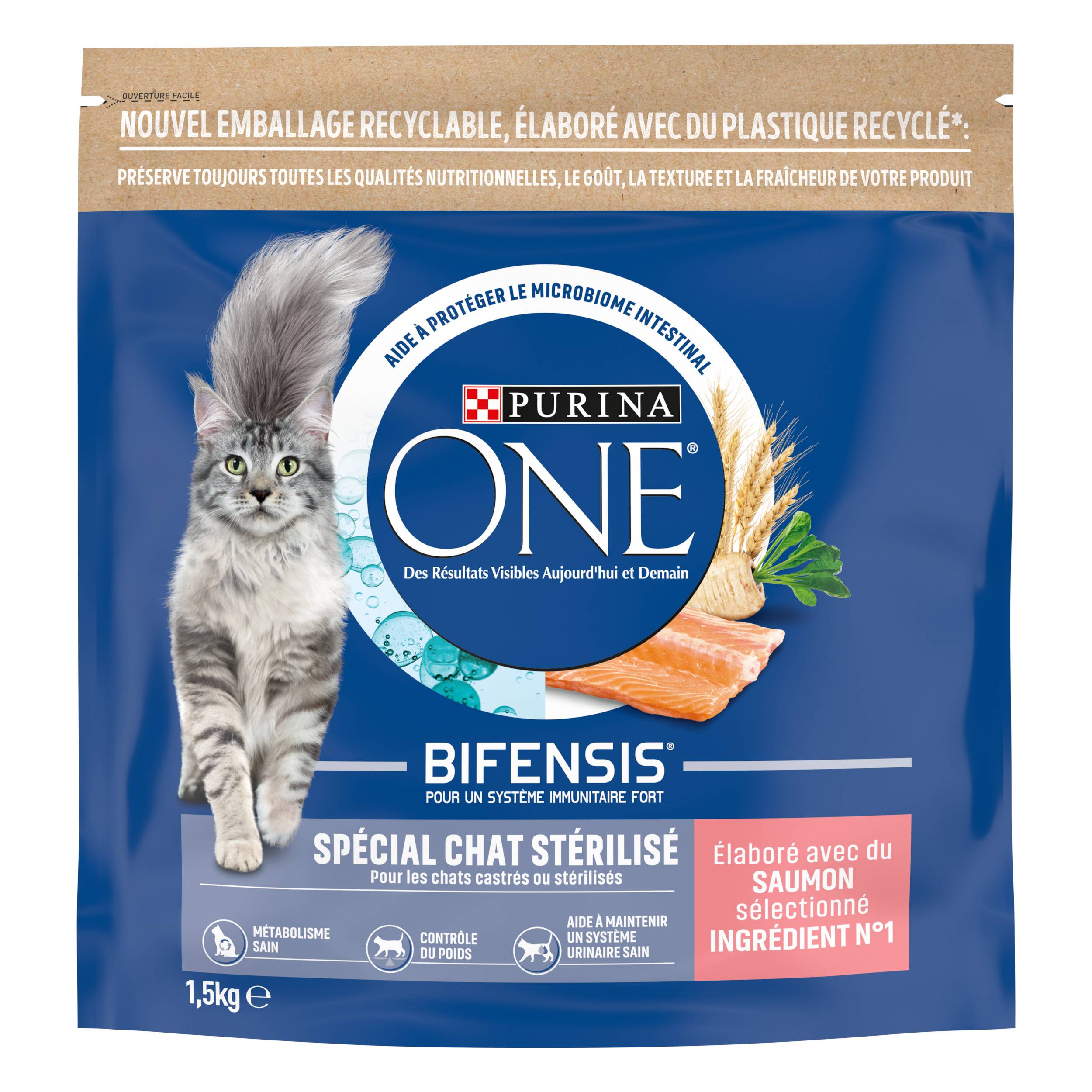 Purina One - Croquettes chat Stérilisé Saumon Thon Blé 1,5 kg - PURINA ONE