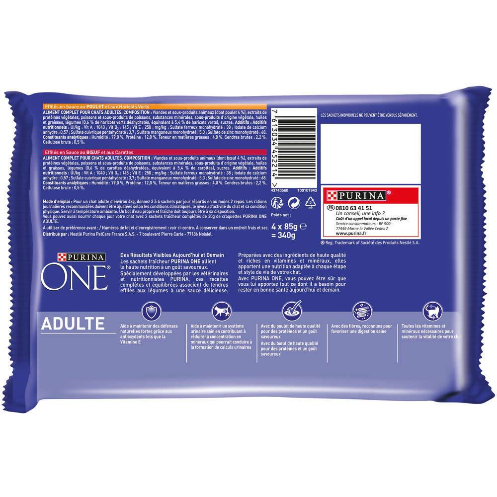 Purina One - Effilés sauce chat Adulte Poulet Bœuf 4x85g - PURINA ONE - Image 12