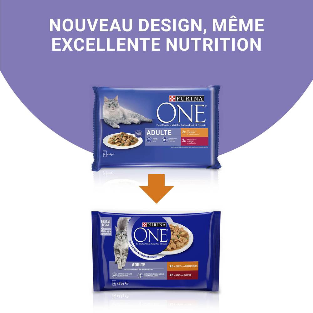 Purina One - Effilés sauce chat Adulte Poulet Bœuf 4x85g - PURINA ONE - Imagen 15