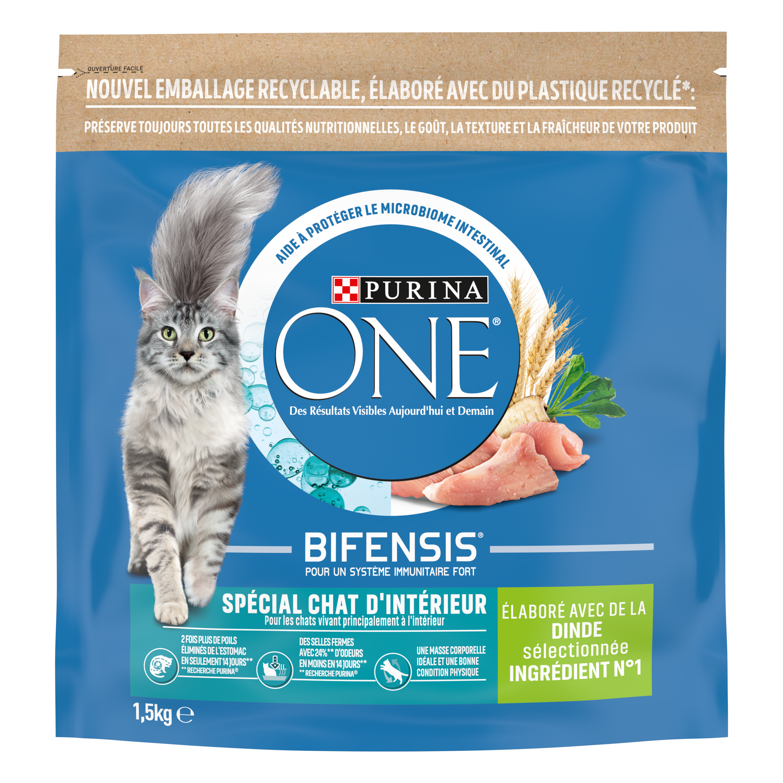 Purina One - Croquettes chat d'intérieur Adulte Dinde Céréales Complètes 1,5kg - PURINA ONE - Image 3