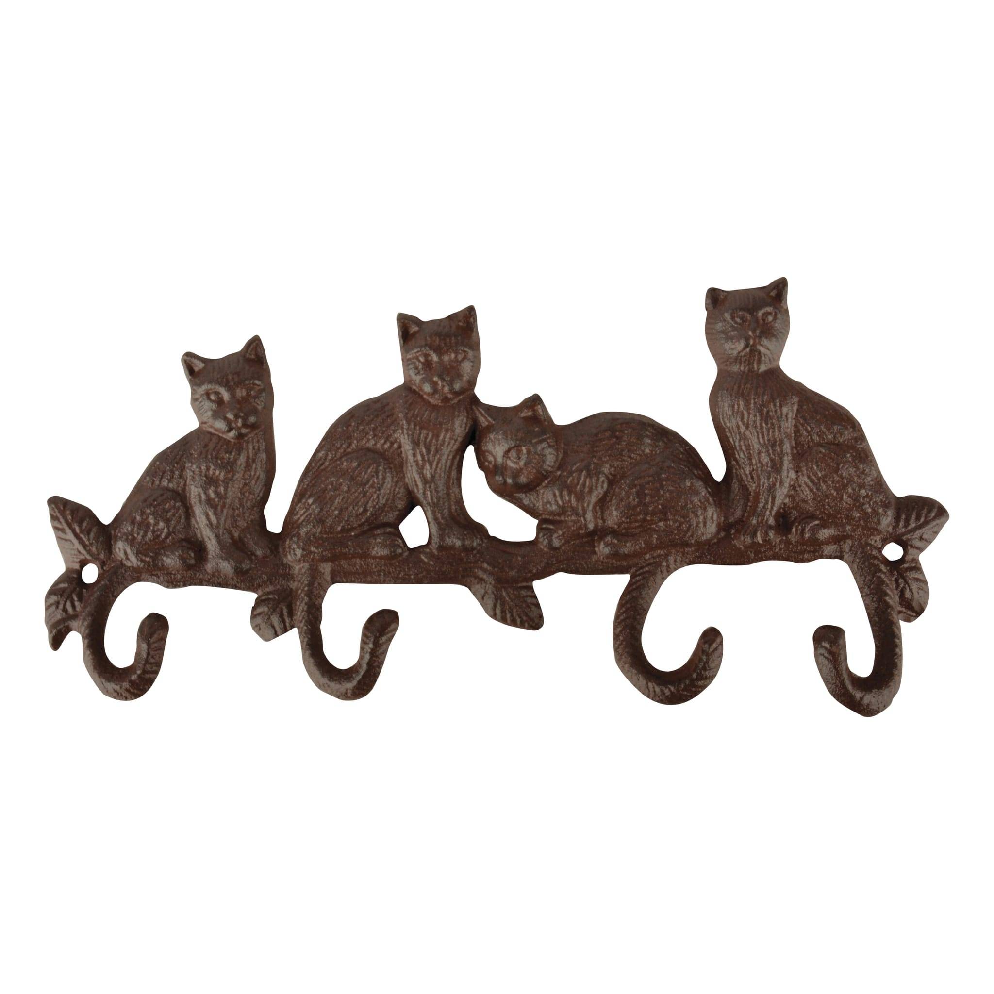 Porte-manteau chats fonte marron L 4,4 l 29,1 H 13,8 cm - Image 1