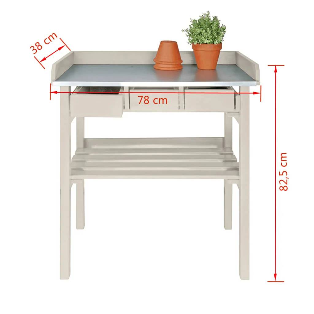 Table de rempotage pin zinc blanc - ESSCHERT DESIGN - Image 1
