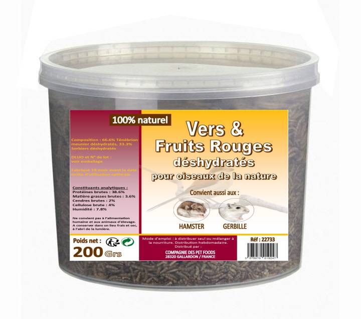 Mélange Poules Vers De Farine Fruits Rouges 200 g - COMPAGNIE DES PET FOOD