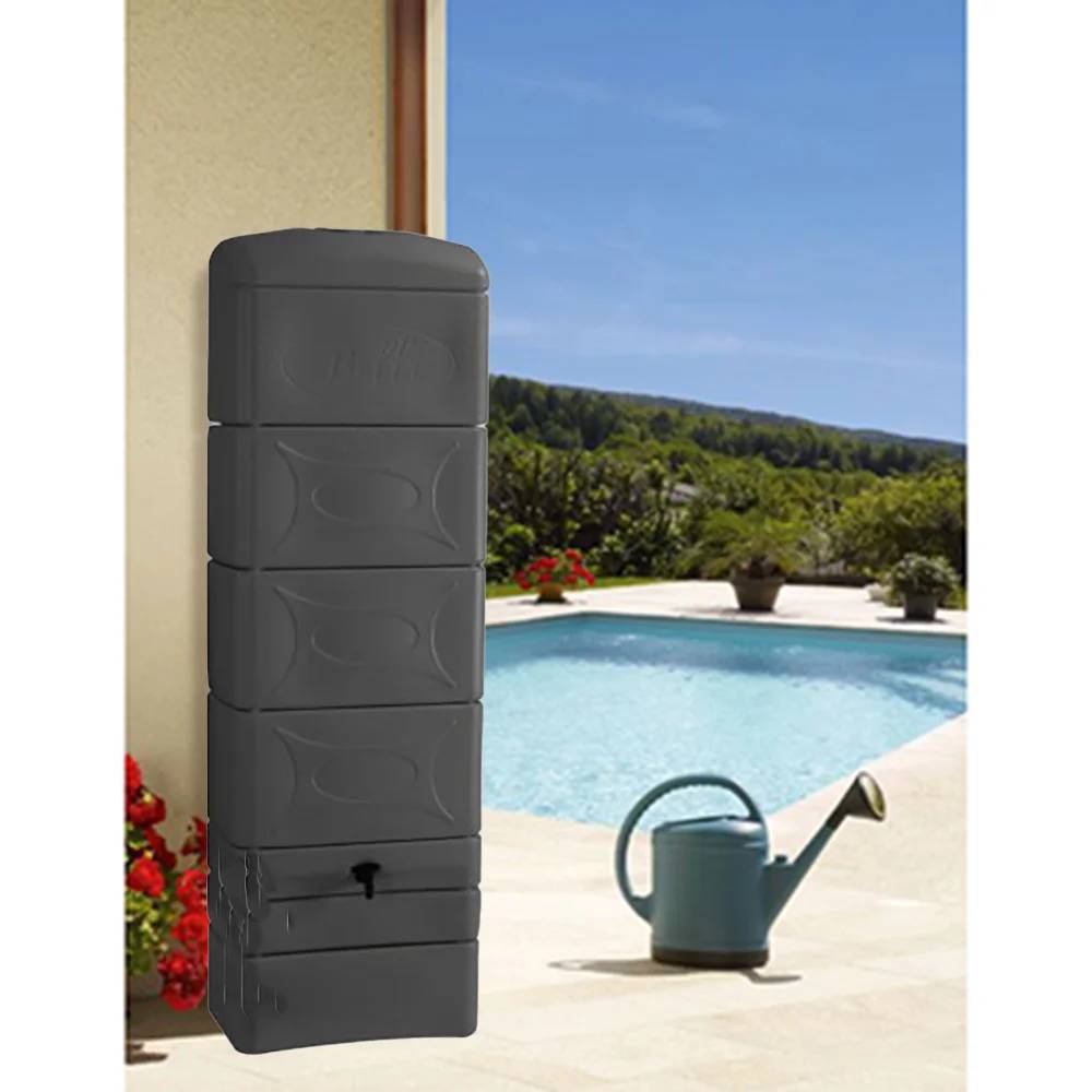 Belli - Récupérateur d'eau de pluie 300L mural couvercle, robinet et collecteur inclus gris anthracite-BELLI