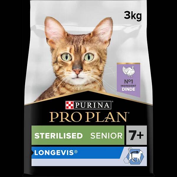 Purina Pro Plan - Croquettes chat Adulte 7+  Stérilisé Dinde3 kg - PRO PLAN - Image 1