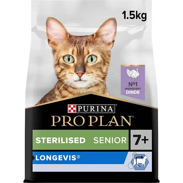 Purina Pro Plan - Croquettes chat Senior 7+ Stérilisé Dinde 1,5 kg - PRO PLAN