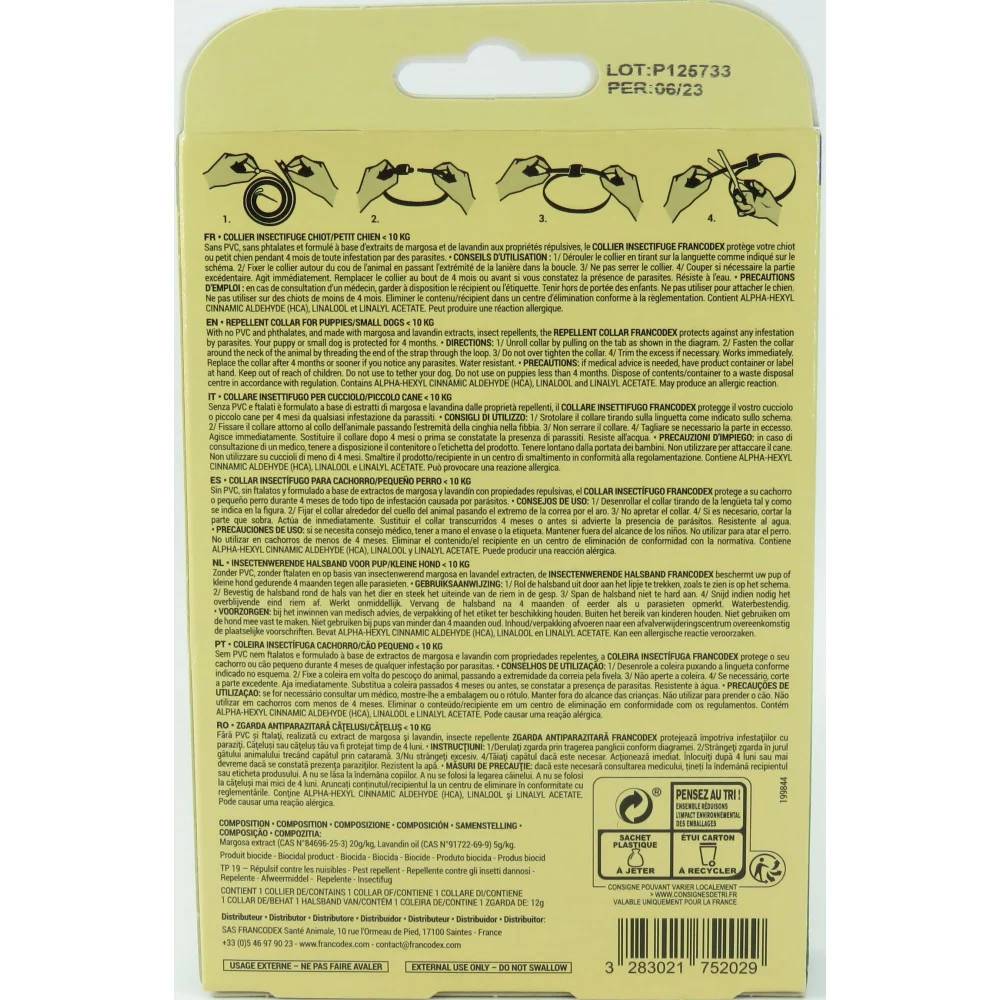 Collar insecticida cachorros perros pequeños -10kg 35 cm - FRANCODEX - Imagen 4