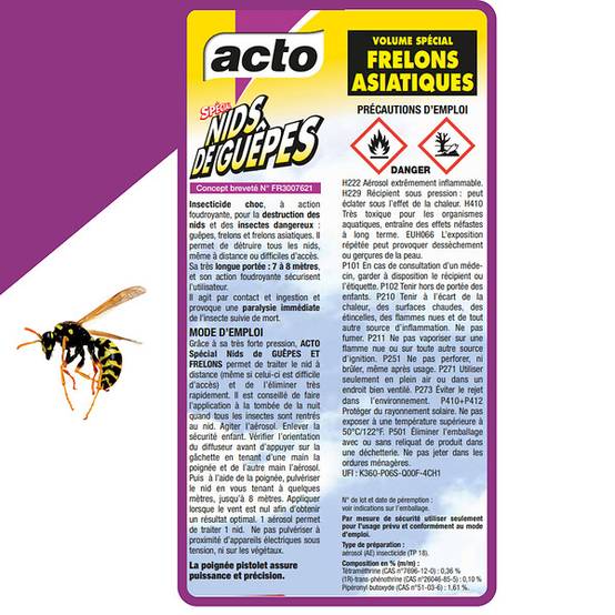 Acto - Aérosol Ultra Foudroyant Nids Guêpes Frelons - ACTO - Image 6