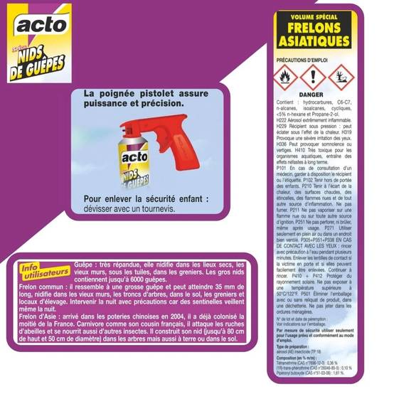 Acto - Aérosol Ultra Foudroyant Nids Guêpes Frelons - ACTO - Image 7