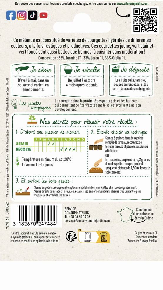 Vilmorin - Courgette mélange de couleurs série 2 sachet graines 2 g - Vilmorin - Image 4
