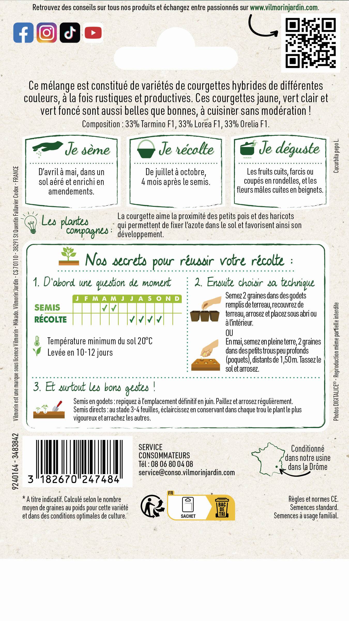 Vilmorin - Courgette mélange de couleurs série 2 sachet graines 2 g - Vilmorin - Image 4