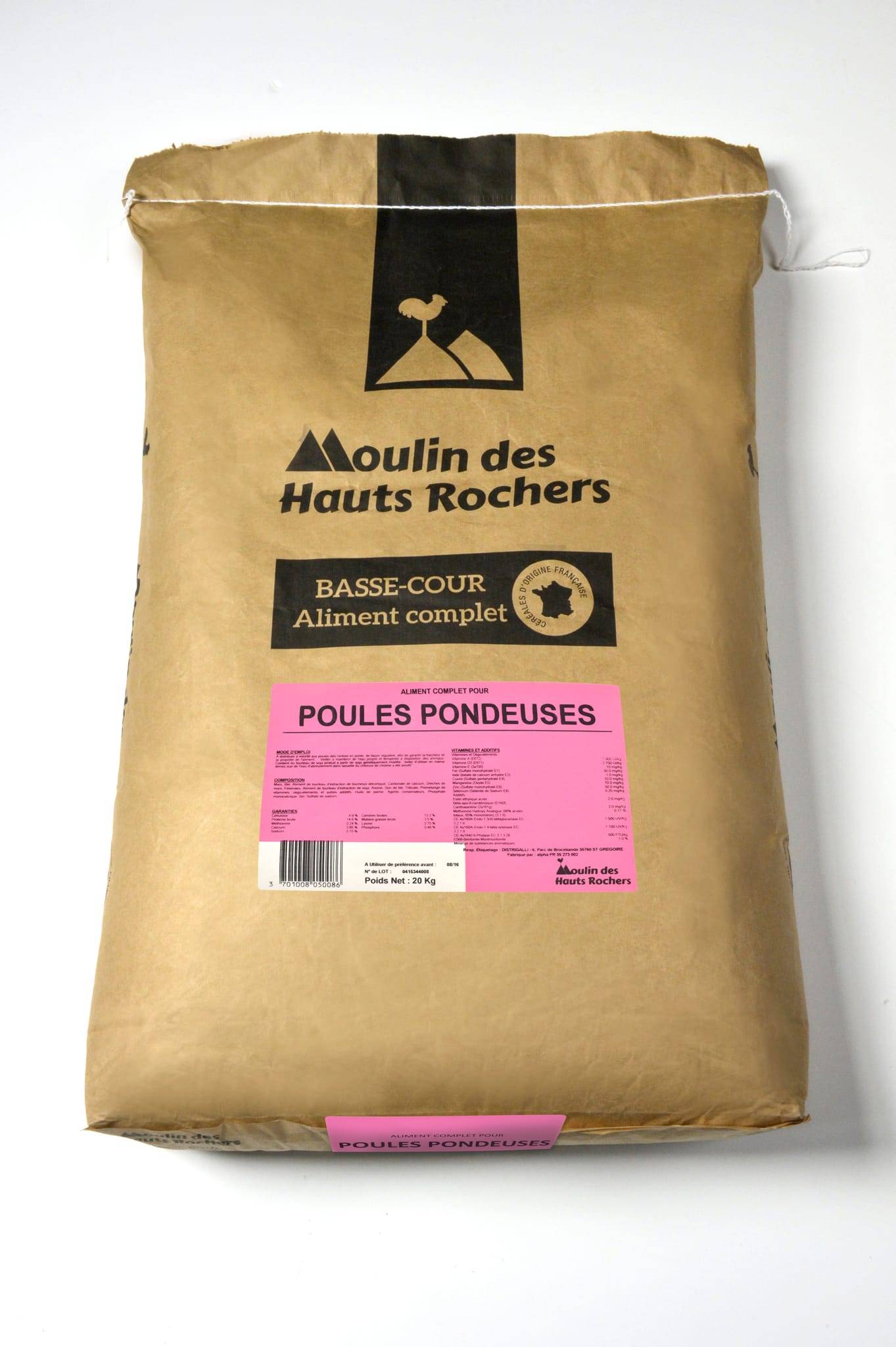 Moulin des Hauts Rochers - Moulin des Hauts Rochers - Aliment complet poules pondeuses 20kg