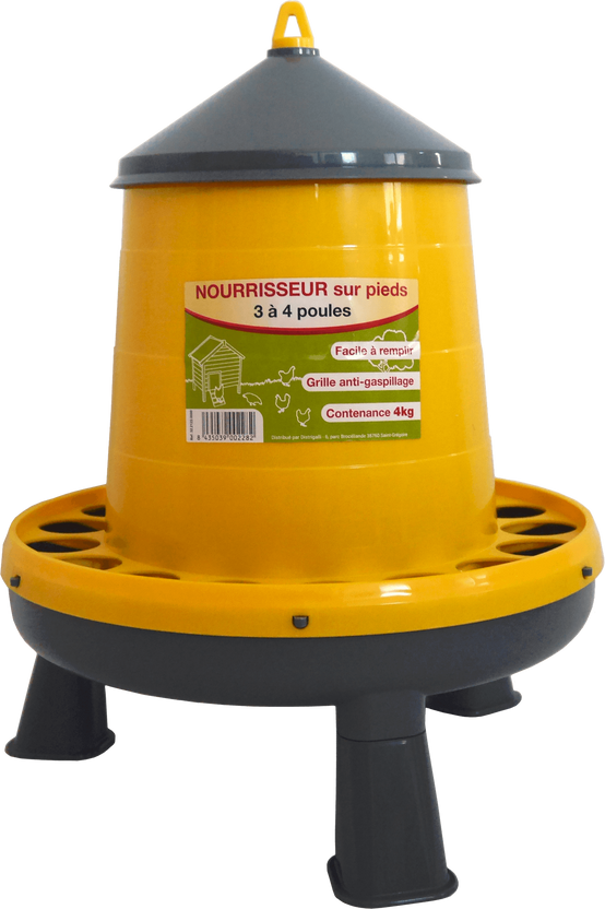 Nourrisseur trémie sur pieds 4kg - L.30 x l.30 x H.38 cm