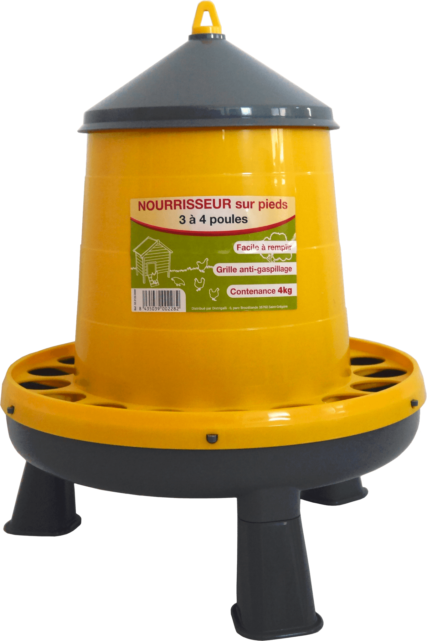 Nourrisseur trémie sur pieds 4kg - L.30 x l.30 x H.38 cm