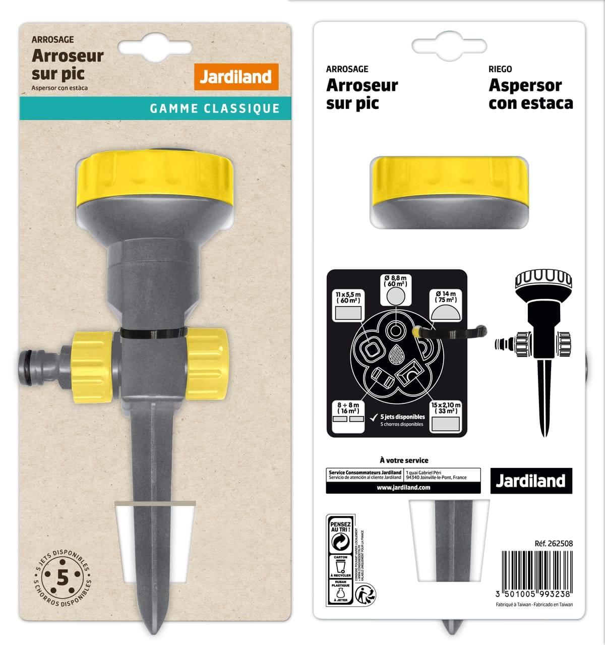 Arroseur sur pic - 5 formes de jet - L.13 x l.7,5 x H.28,5 cm - Imagen 2