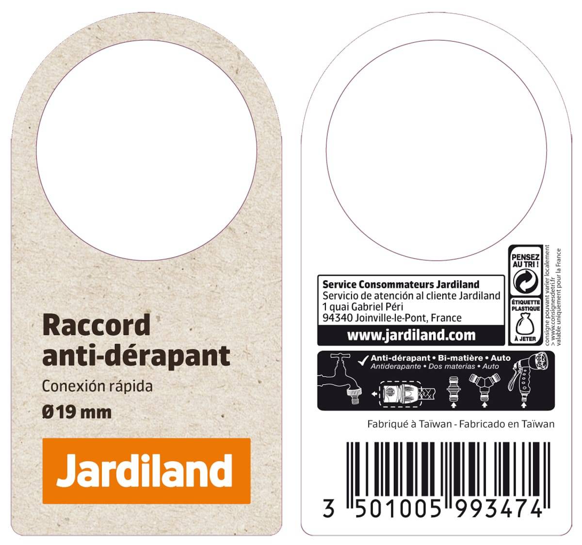 Raccord rapide bi-matière pour tuyau diamètre 19mm - Image 2