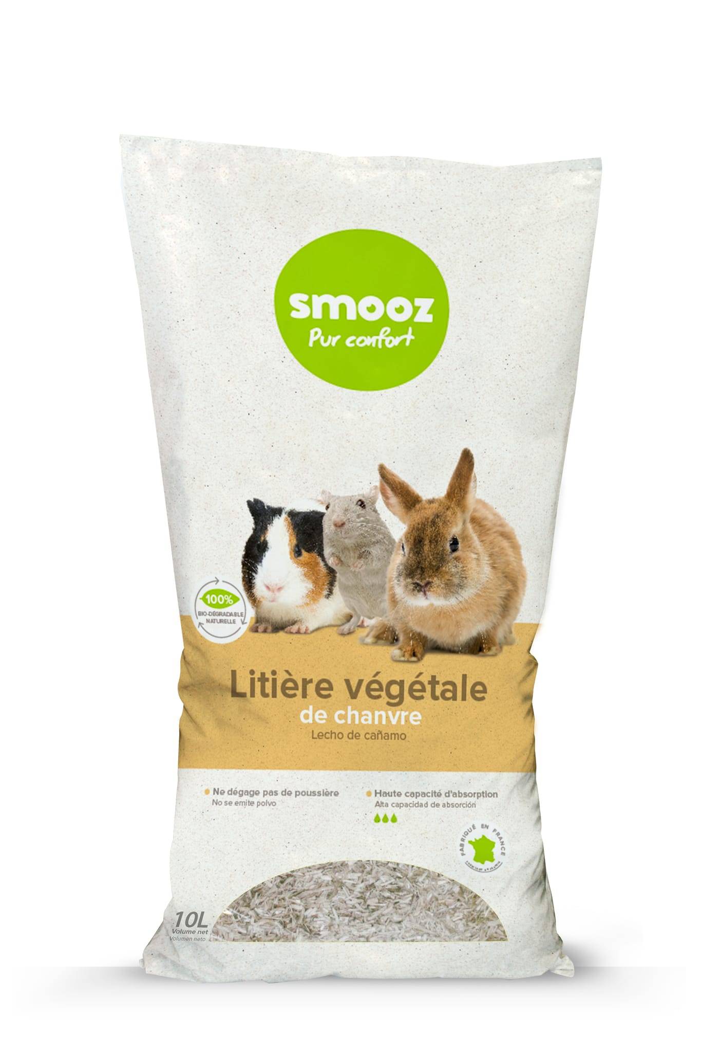 Smooz - Litière pour rongeurs chanvre 10L - Smooz