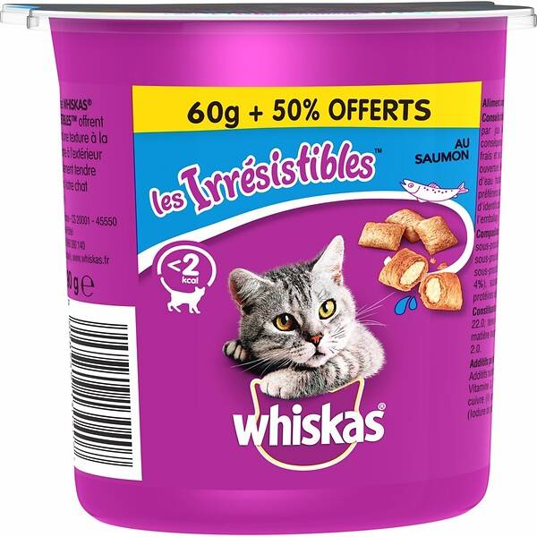 Friandises pour chat saumon 60 g + 50% - WHISKAS