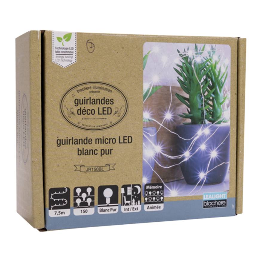 Blachere Illumination - Guirlande avec 150 micro LEDS Blanc Pur - L.7,5 m - BLACHERE ILLUMINATION - Image 6