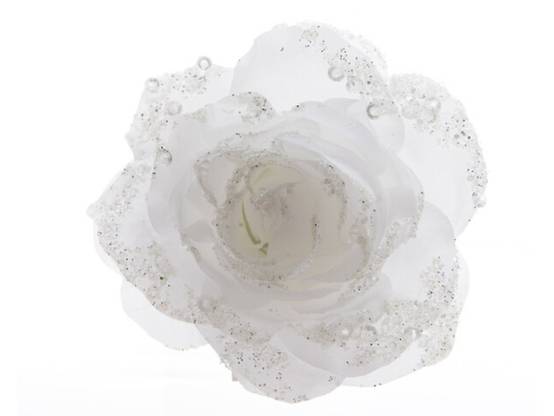 Decoris - Decoris - Rose polyester à paillettes sur clip - Ø.14 x H.8,5 cm - Image 1
