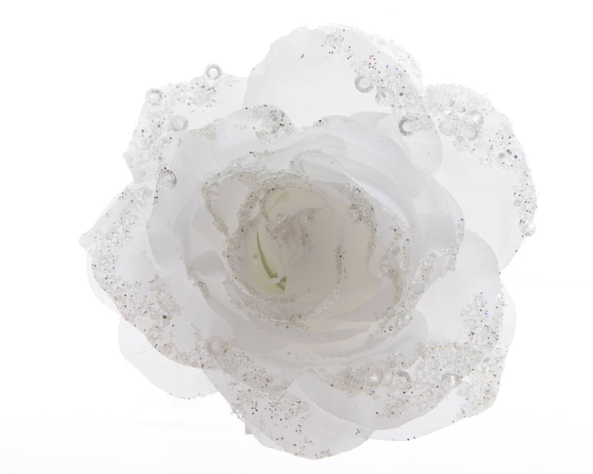 Decoris - Decoris - Rose polyester à paillettes sur clip - Ø.14 x H.8,5 cm - Imagen 2