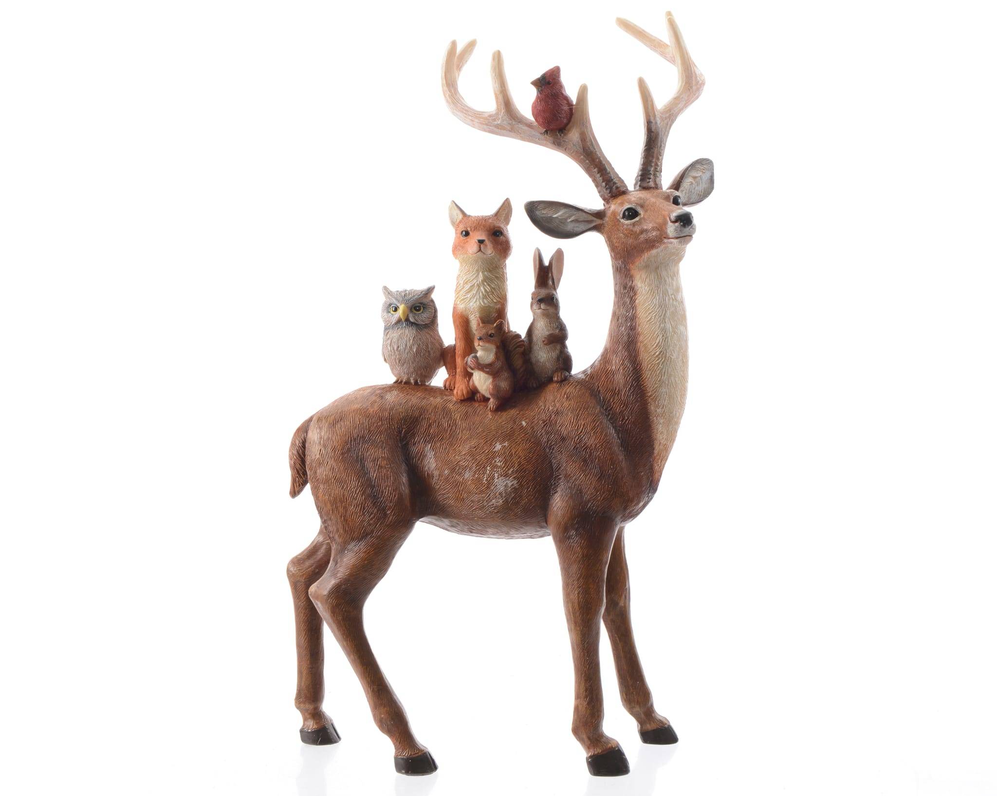 Renne en polyrésine avec animaux - Image 1
