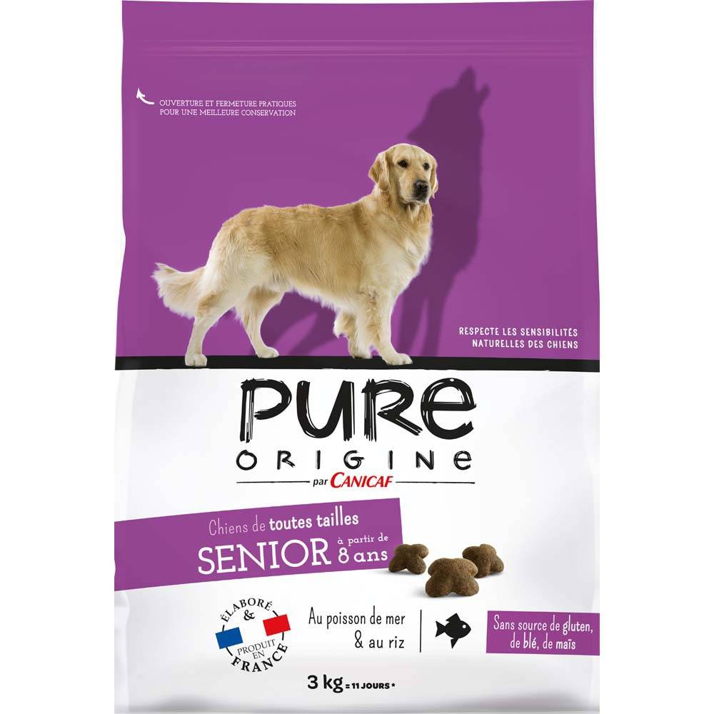 Pure Origine - Croquettes chien senior toutes tailles poisson 3kg - Pure Origine