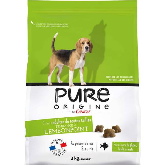 Pure Origine - Croquettes chien toutes tailles tendance à l'embonpoint poisson 3kg - Pure Origine