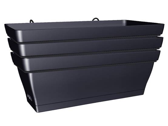 Poétic - Lot 3 Jardinières Roméo 50 souc clipsée + 3 supports Noir Violine - Image 1