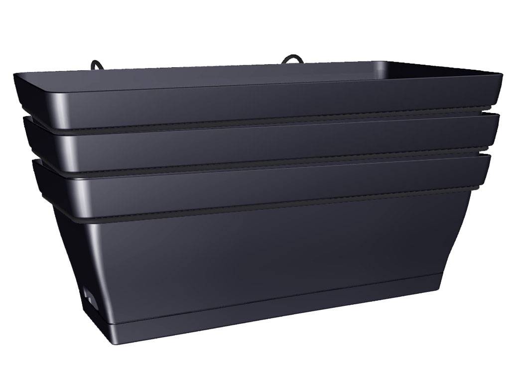 Poétic - Lot 3 Jardinières Roméo 50 souc clipsée + 3 supports Noir Violine - Image 1