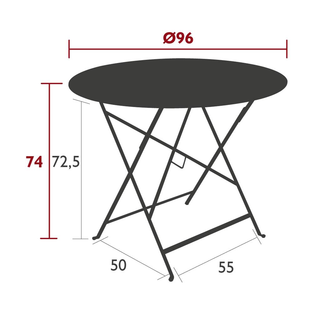 Fermob - Table de jardin ronde pliante acier piment 4 personnes Bistro Fermob - Image 2