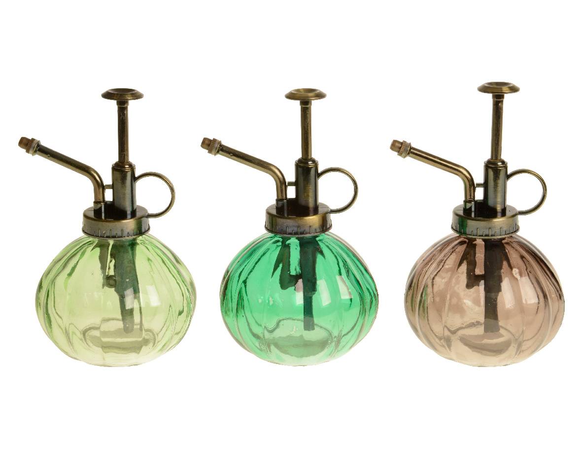 Decoris - Vaporisateur d'eau en verre - 3 couleurs - L.9 x l.10 x H.15 cm