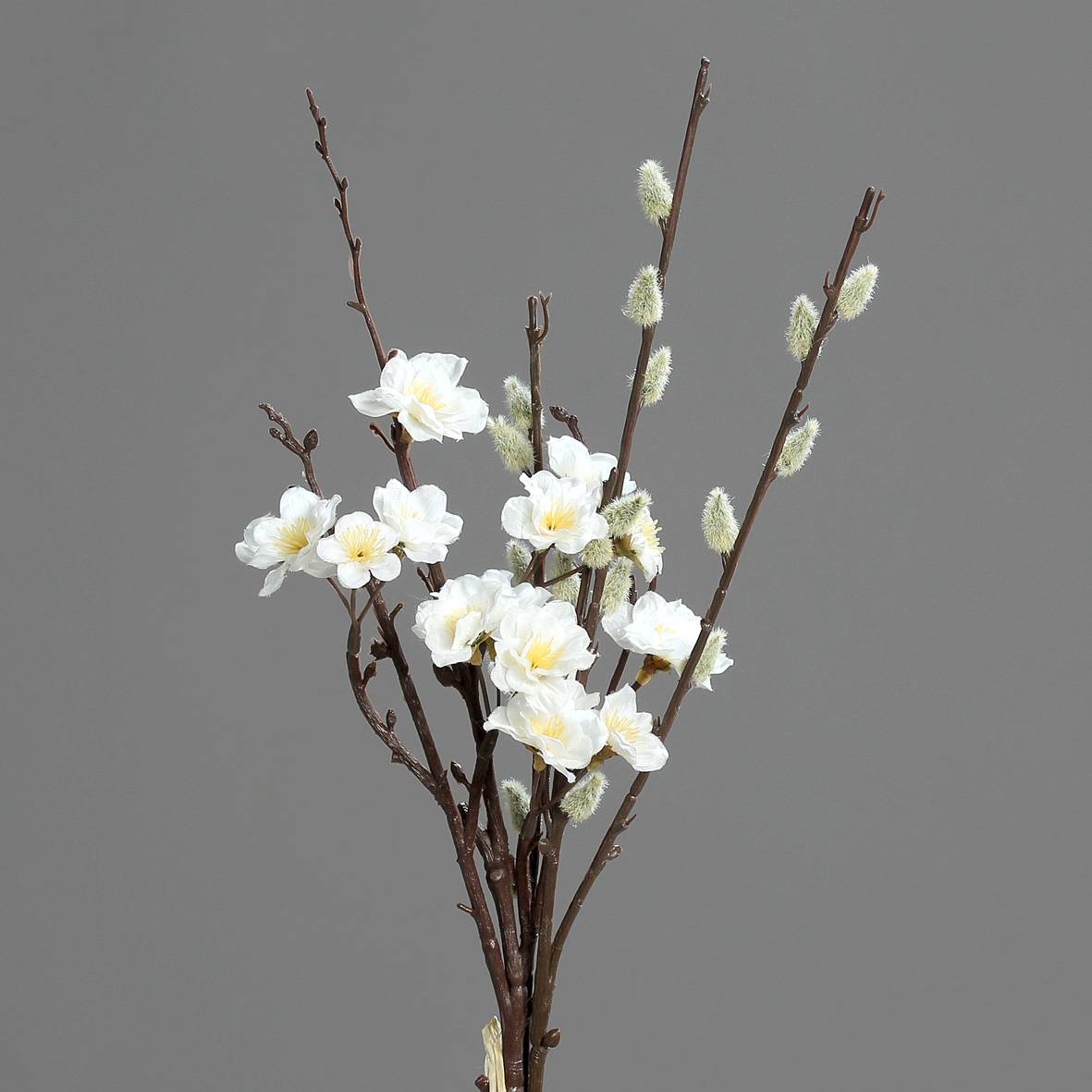 DPI - Fleur artificielle de pecher-chaton de saule botte creme L.43 cm