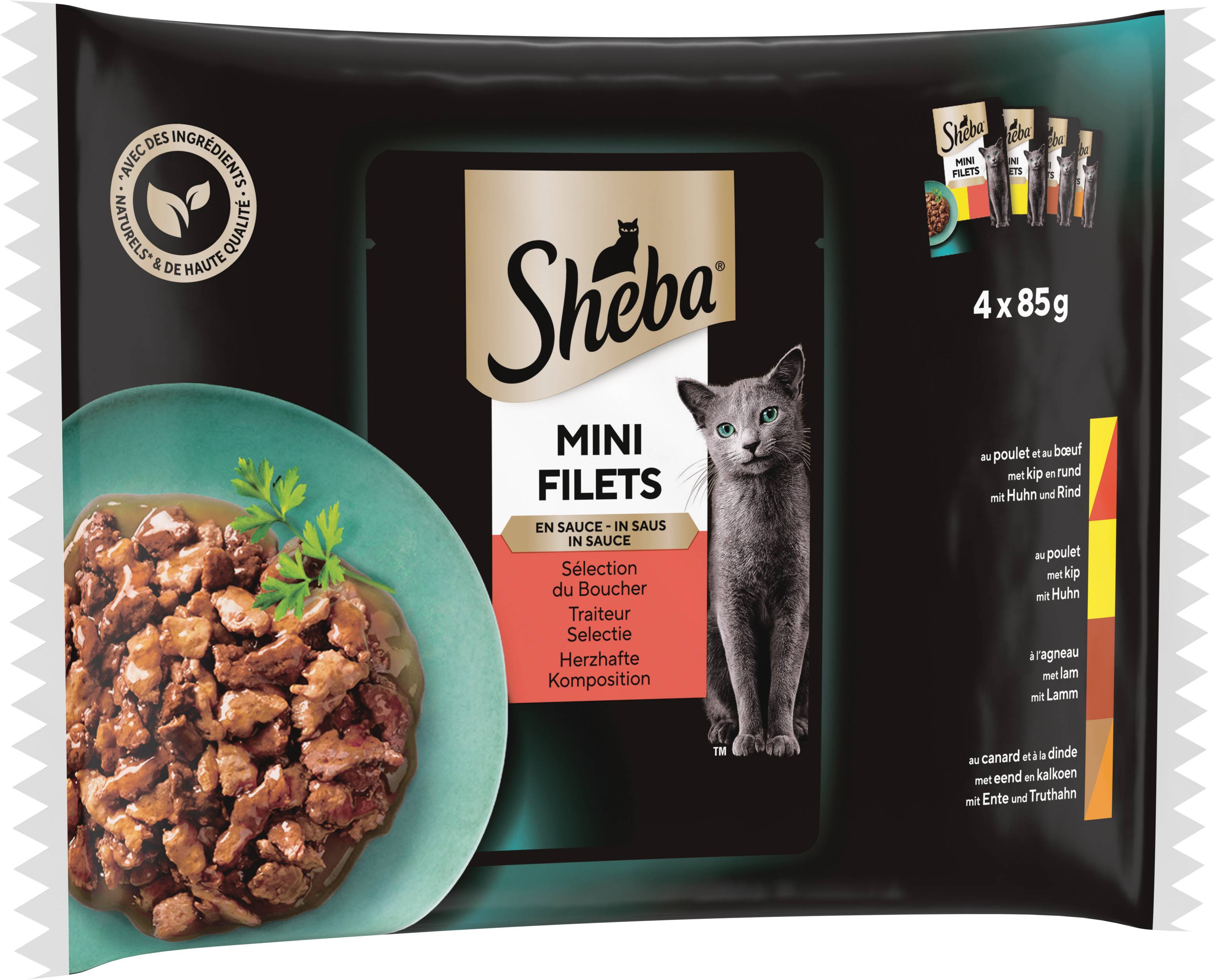 Sheba - SHEBA Mini Filets Sachets fraîcheur en sauce 4 variétés pour chat 4x85g