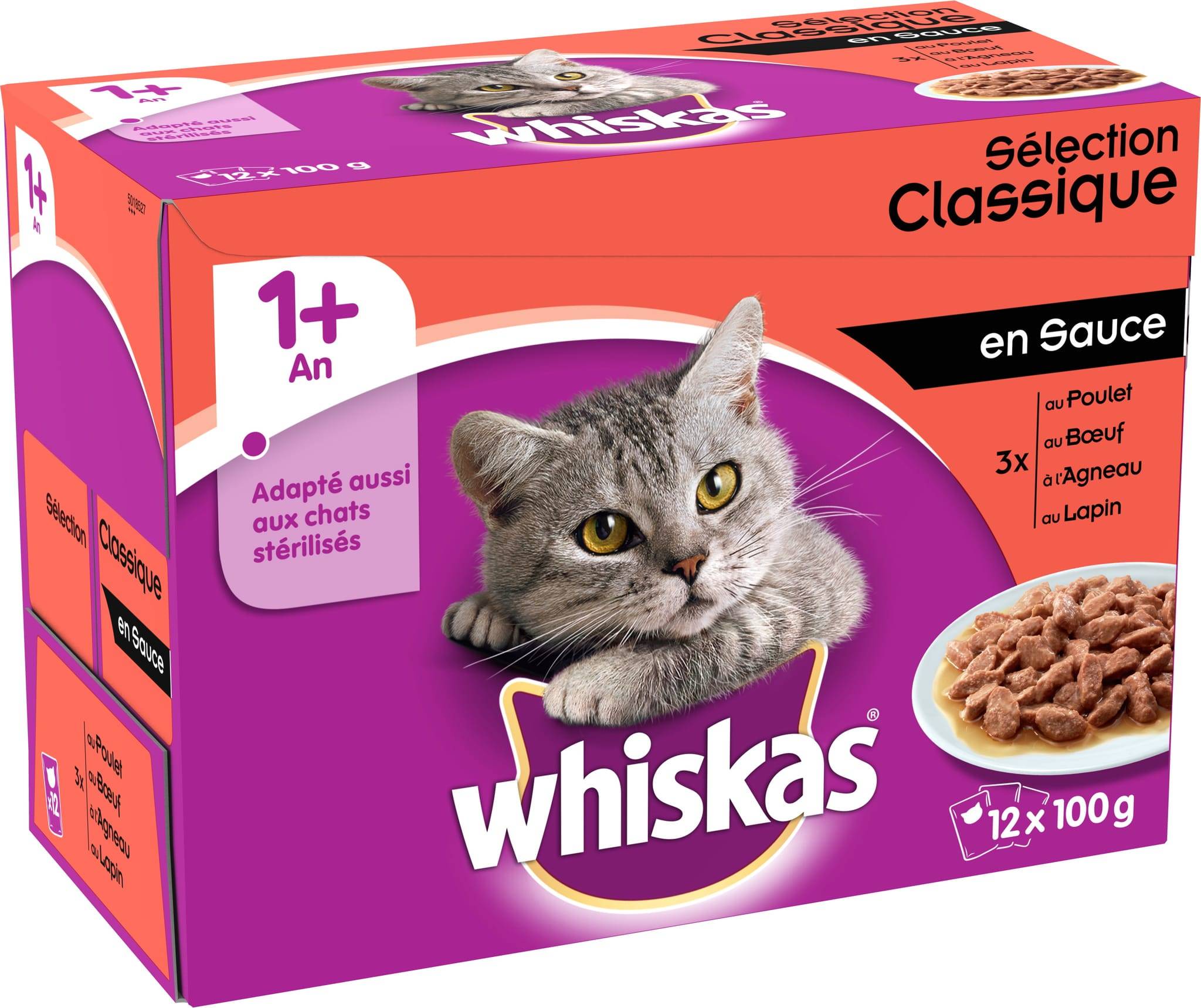 Whiskas - Whiskas - Sachets Classique en sauce pour chat 1+ - 12 x 100 g