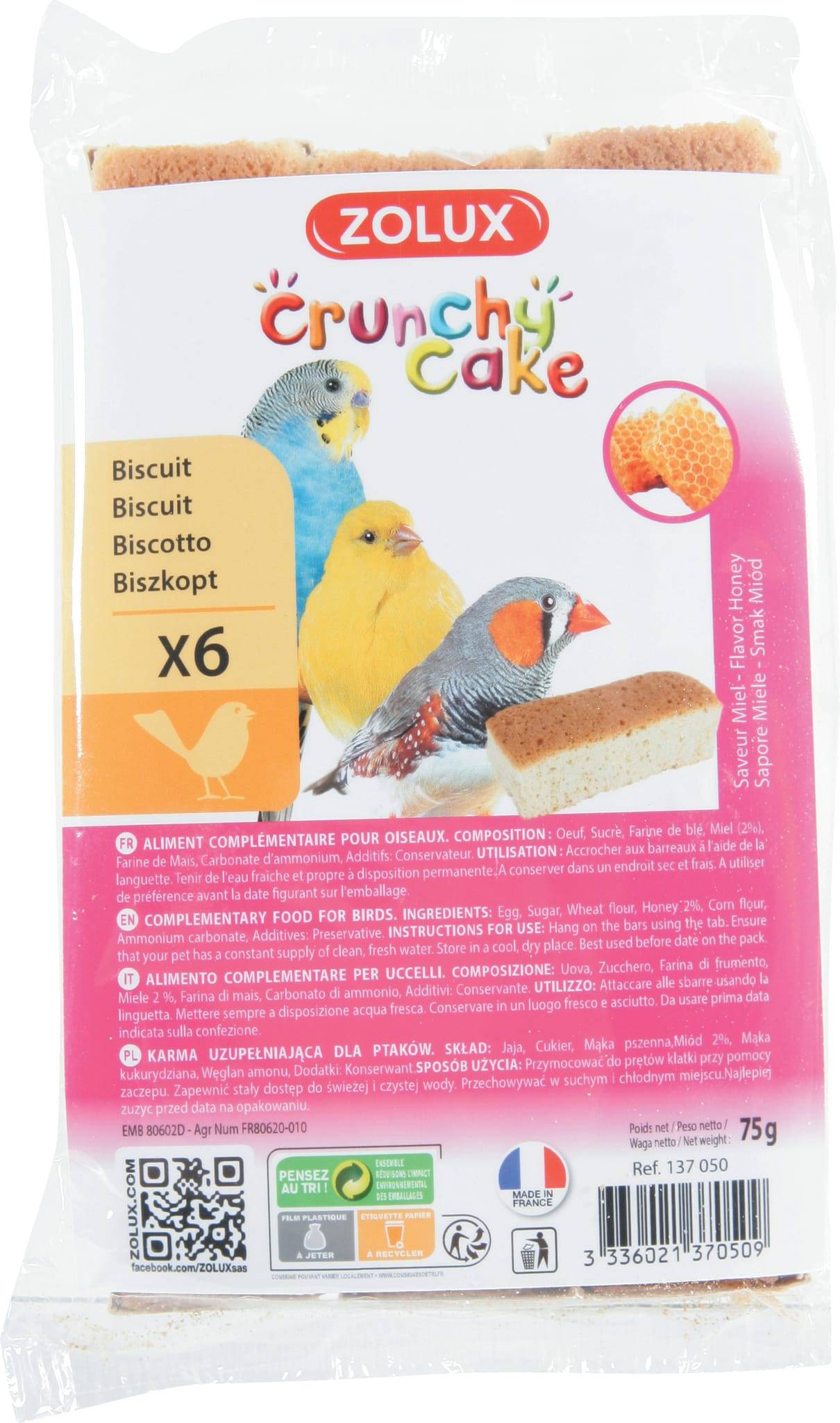 Zolux - Biscuits Crunchy Cake Miel - ZOLUX - Imagen 1