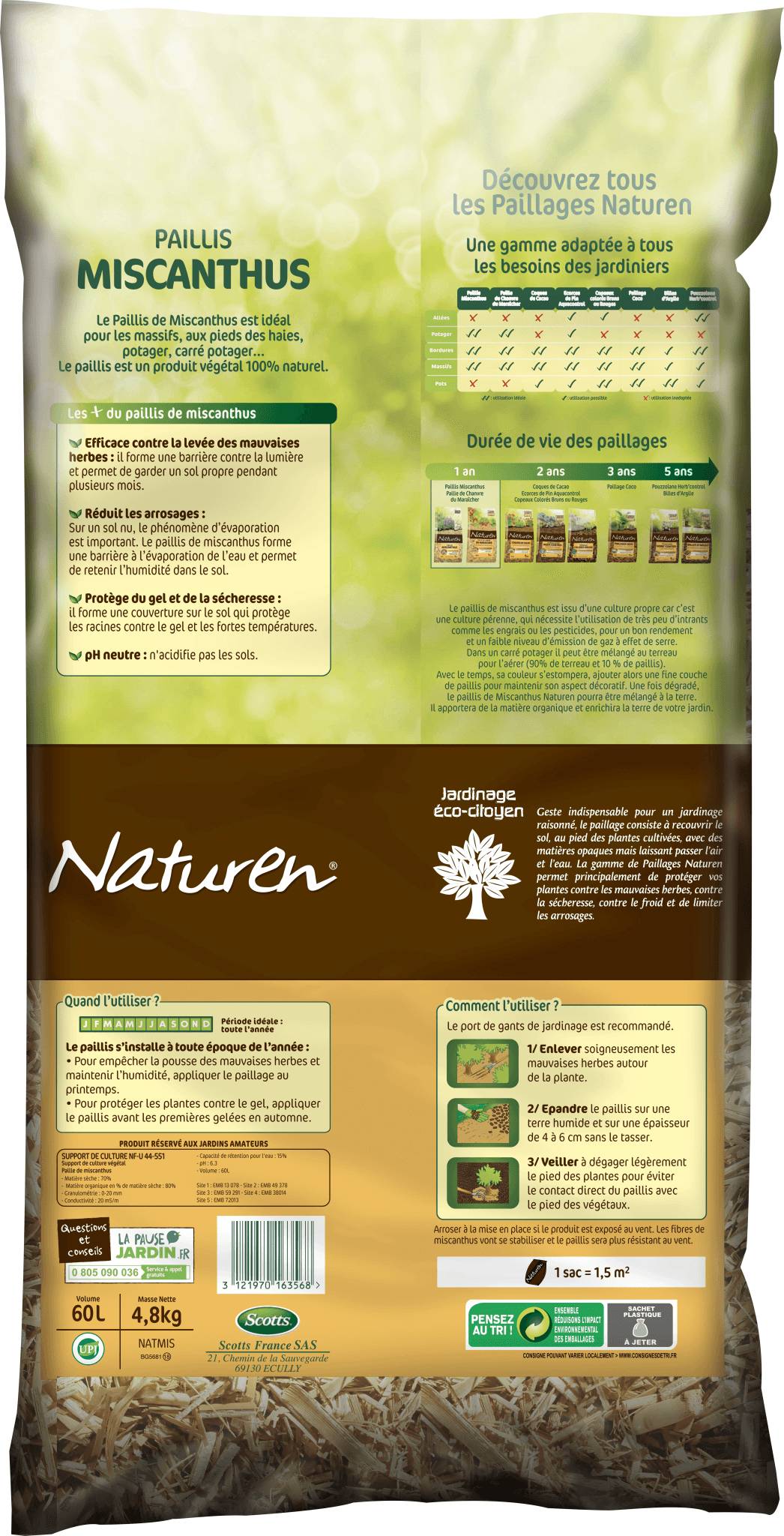 Naturen - Paillis de miscanthus naturel 60L – NATUREN - Image 3