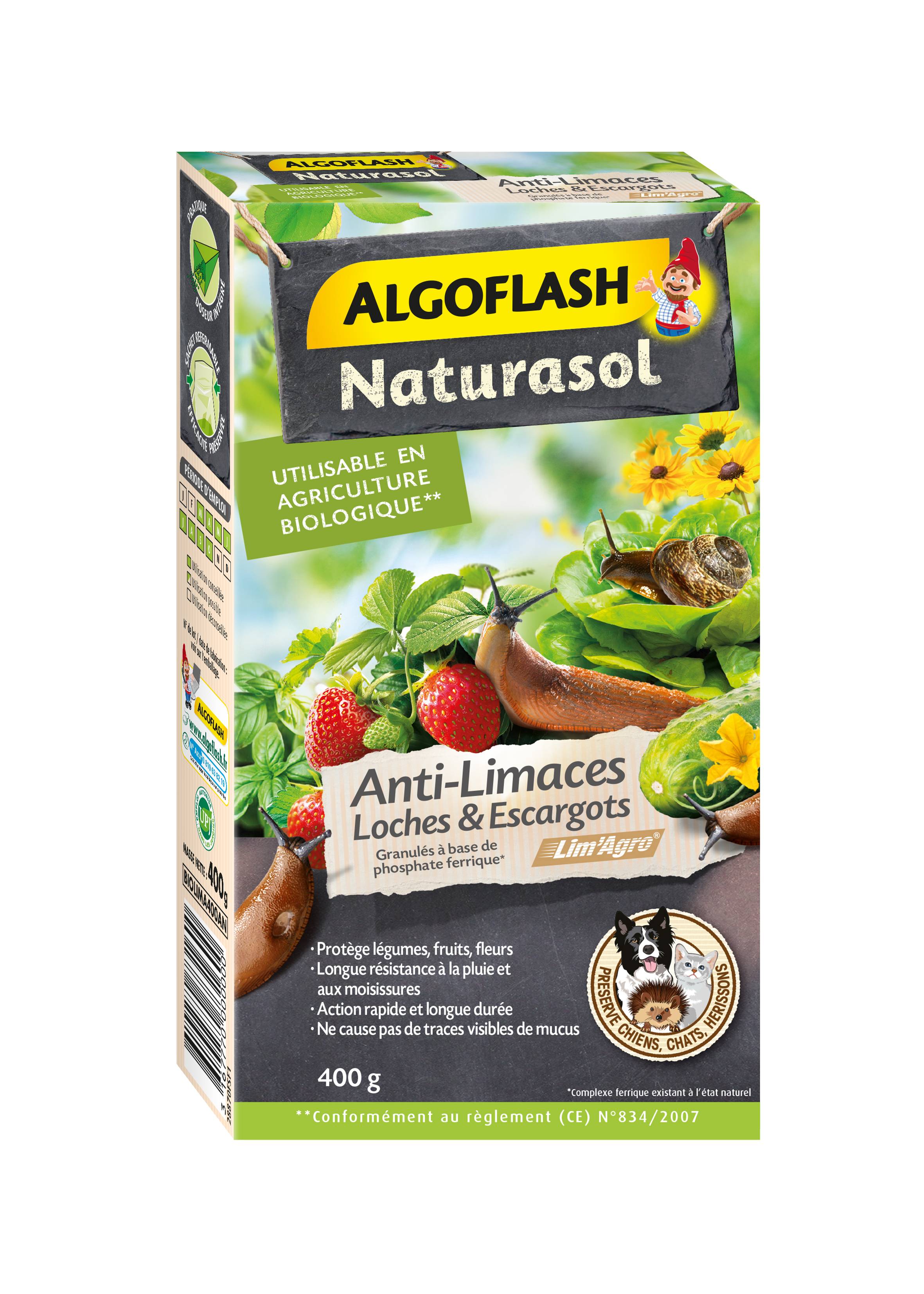 Algoflash Naturasol - Anti-Limaces, Loches et Escargots 400 g  - Algoflash Naturasol