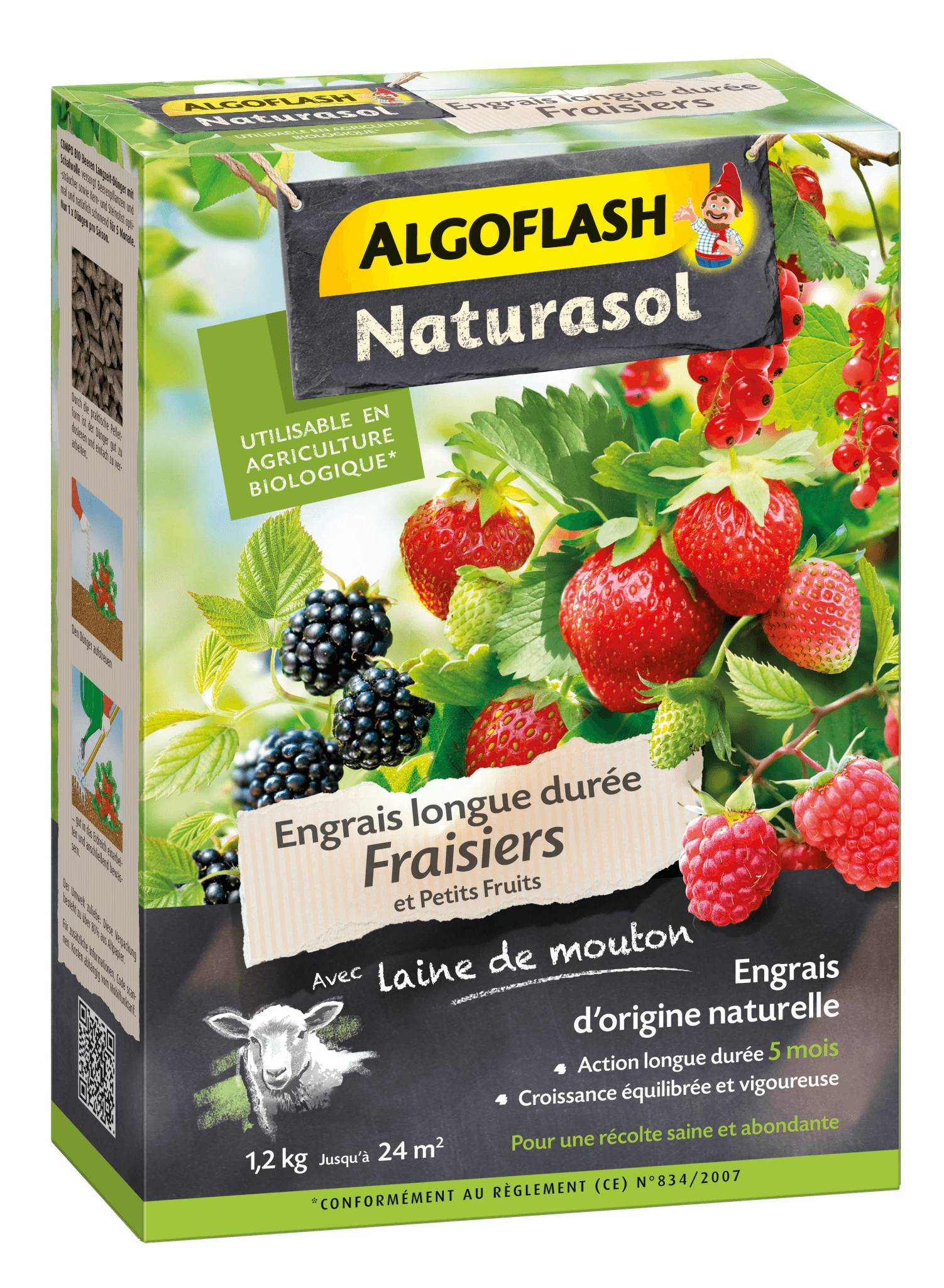 Algoflash Naturasol - Fertilizante para fresas y pequeños frutos lana de oveja 1,2 kg ALGOFLASH NATURASOL - Imagen 3
