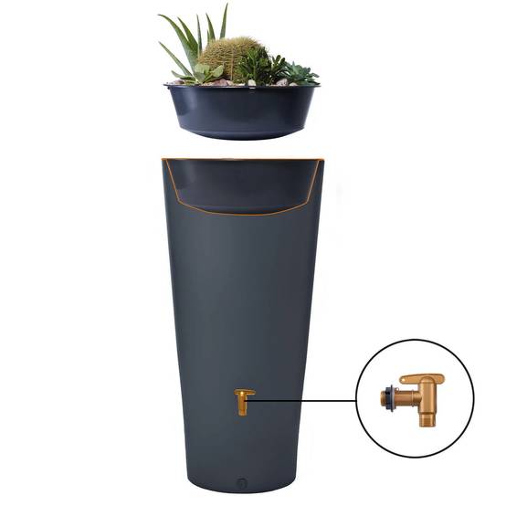 Garantia - Récupérateur d'eau pluie 220L mural bac à plante robinet inclus gris graphite Vaso 2-en-1 - GARANTIA - Image 6