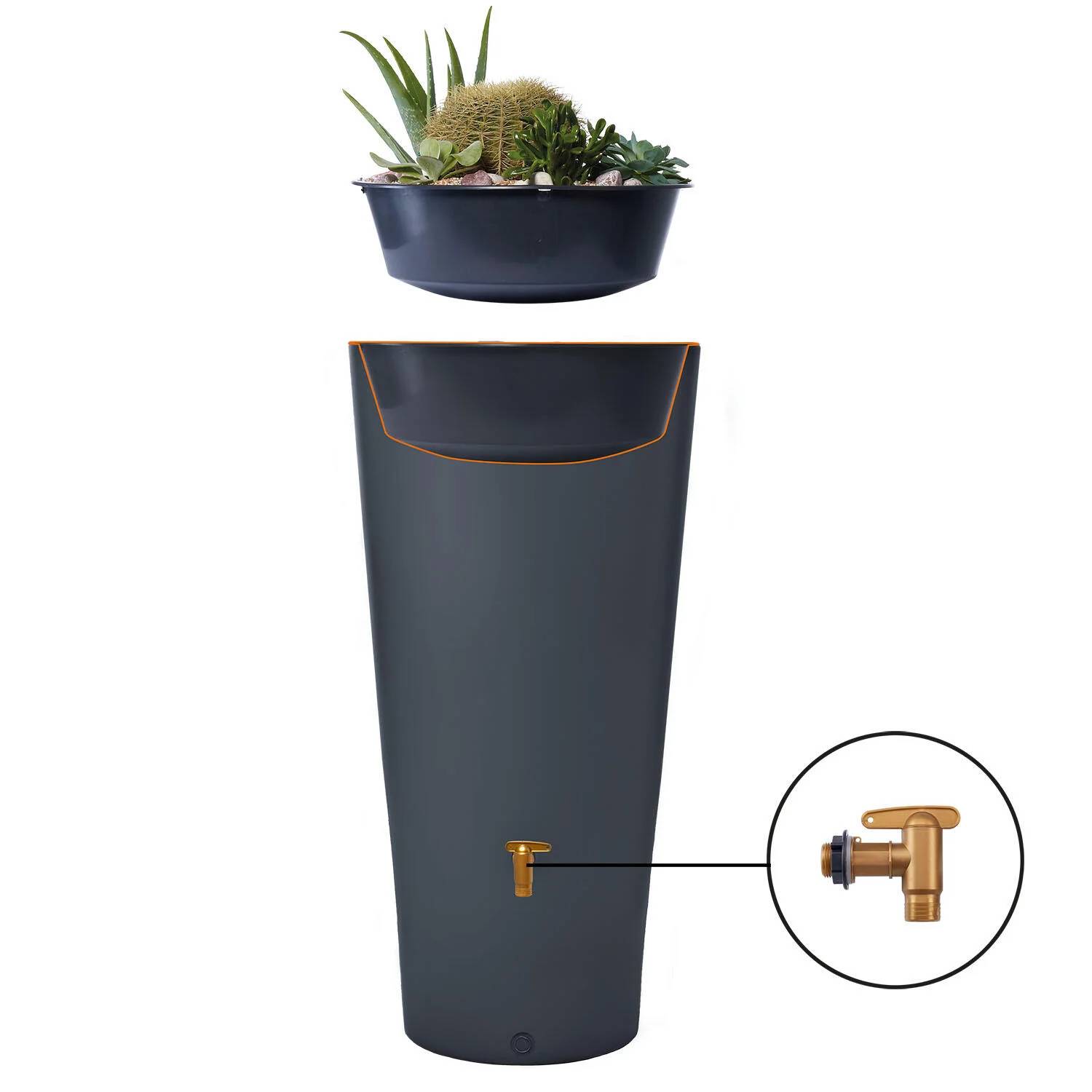 Garantia - Récupérateur d'eau pluie 220L mural bac à plante robinet inclus gris graphite Vaso 2-en-1 - GARANTIA - Image 6