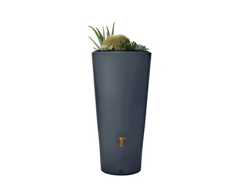 Garantia - Récupérateur d'eau pluie 220L mural bac à plante robinet inclus gris graphite Vaso 2-en-1 - GARANTIA