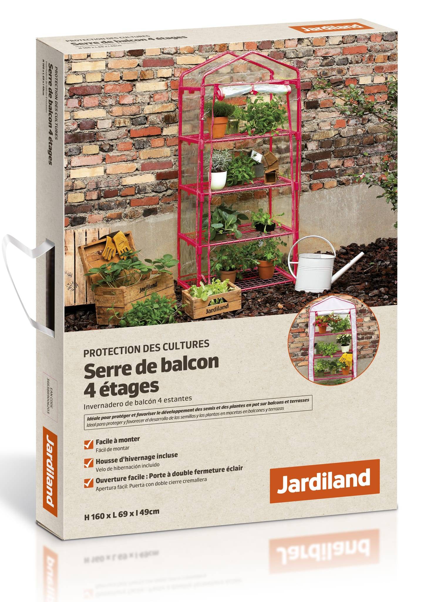Jardiland - Serre de balcon 4 étagères framboise L. 0.69 x l. 0,49 x H. 1,60 m - Jardiland - Imagen 2