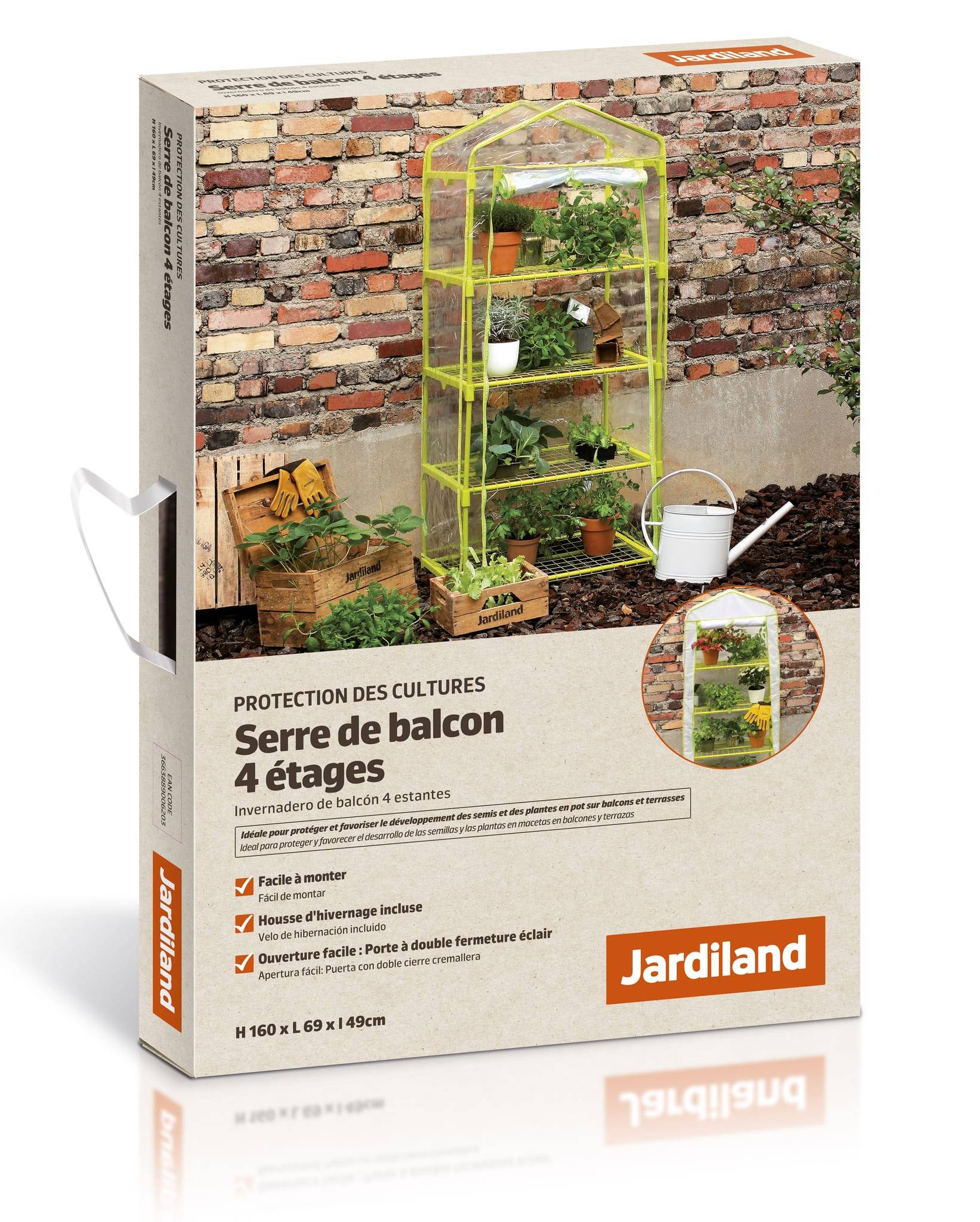 Jardiland - Serre de balcon 4 étagères anis L. 0.69 x l. 0,49 x H. 1,60 m - Jardiland - Imagen 2