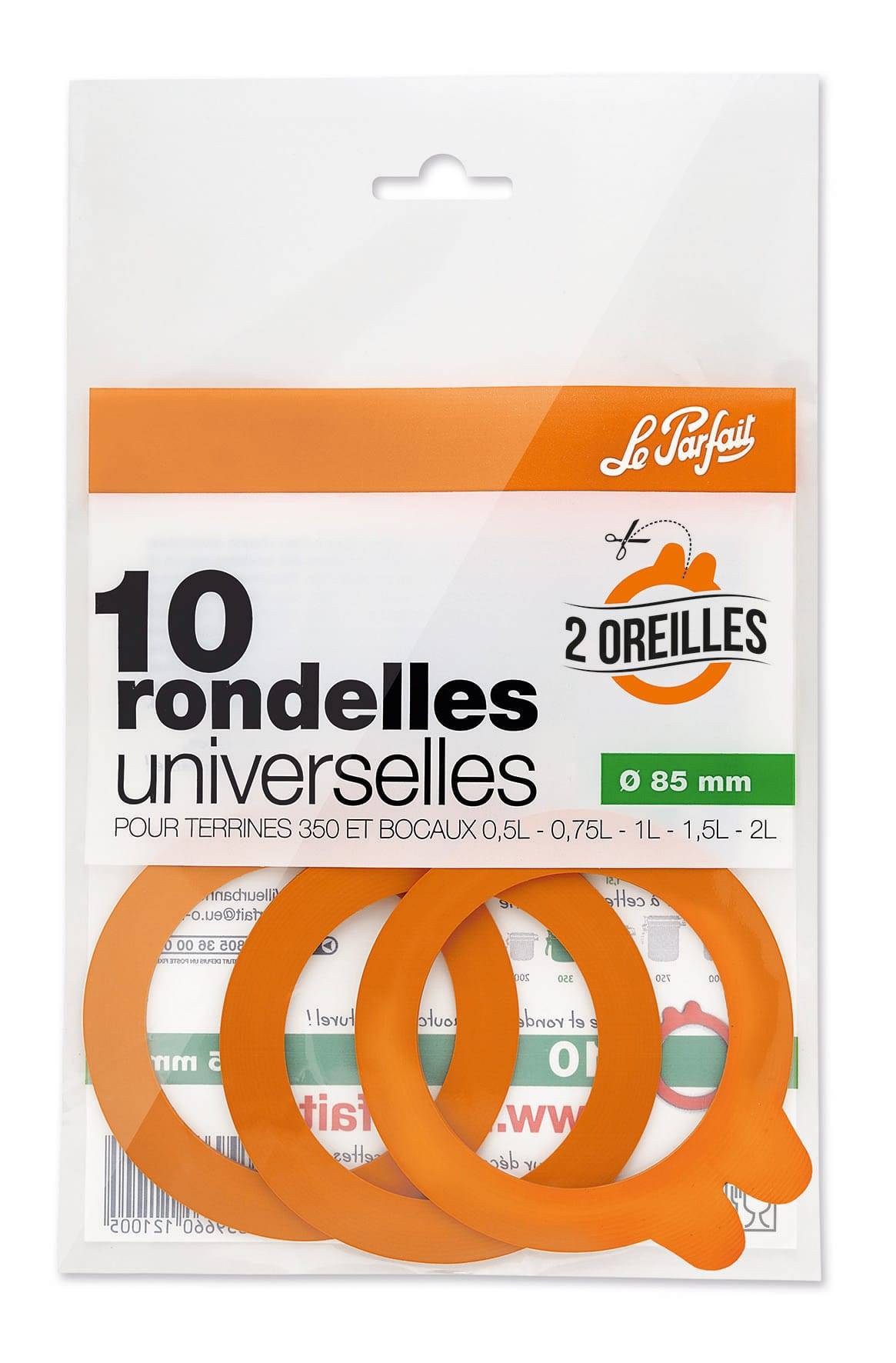 Le Parfait - Rondelle universelle 2 oreilles Ø 8,5 cm sachet 10 - LE PARFAIT - Imagen 1