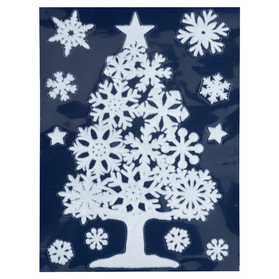 Peha - Peha - Vitrophanie sapin et flocons blanc L.29,5 x H.40 cm